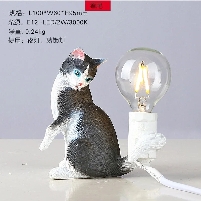 Cat Table Lamp Modern Resin Animal Bedroom Desk Lamps Living Room Bedside Light Fixtures Home Decor Led Nightstand Lamp