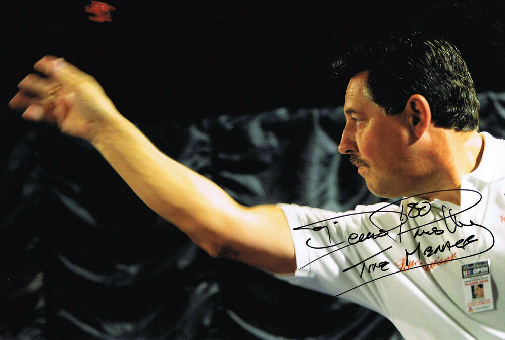 Dennis Priestlay SIGNED Darts Legend 12x8 Photo Poster painting AFTAL