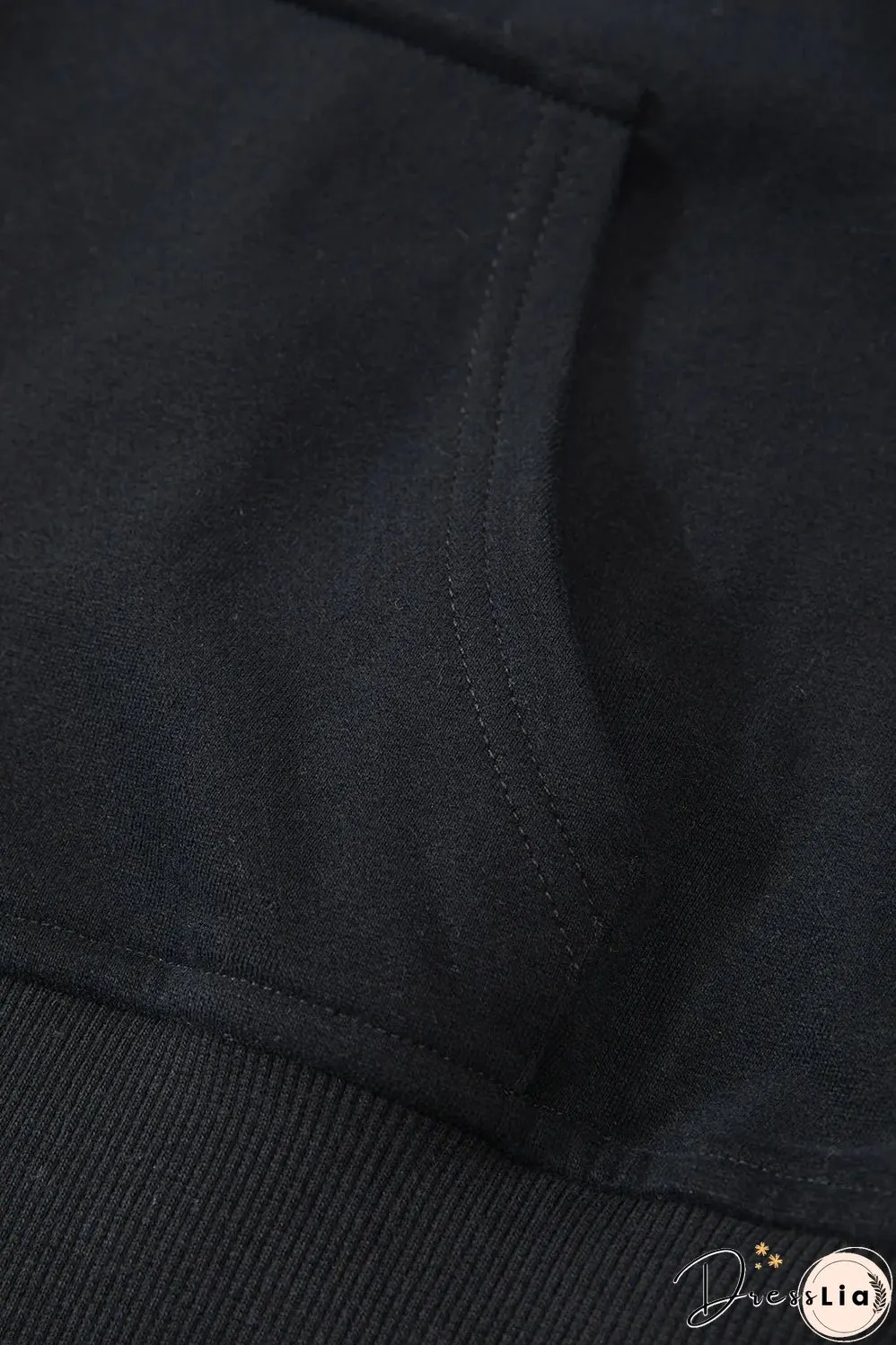 Black Quarter Zip Stand Neck Kangaroo Pocket Sweatshirt