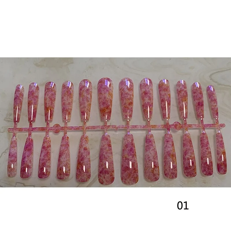 1set/24pcs long ballet coffin kake Nails Color Press On Nail Tips Removable Varnish Manicure Glue Style Ladies Decorations
