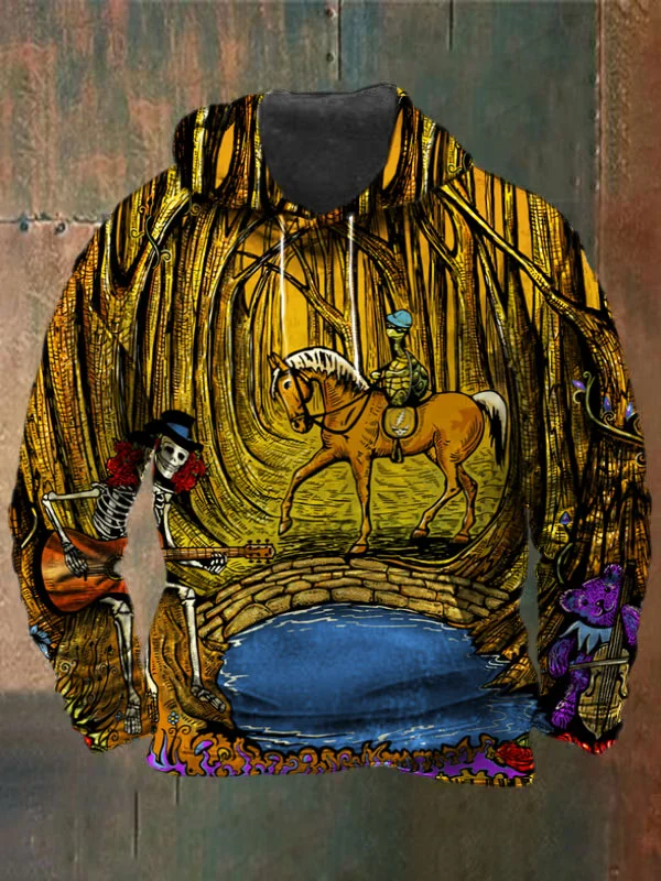 Unisex Skull Bear Terrapin Print Heavyweight Hoodies