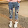 Kid Baby Girls Casual Floral Printed Jeans Pants