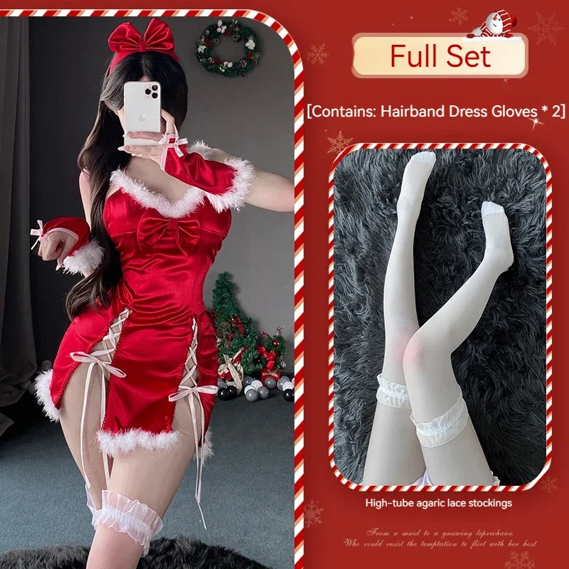 [Wetrose] In Stock Christmas Santa Elf Cosplay Costume Sexy Lingrie Dress
