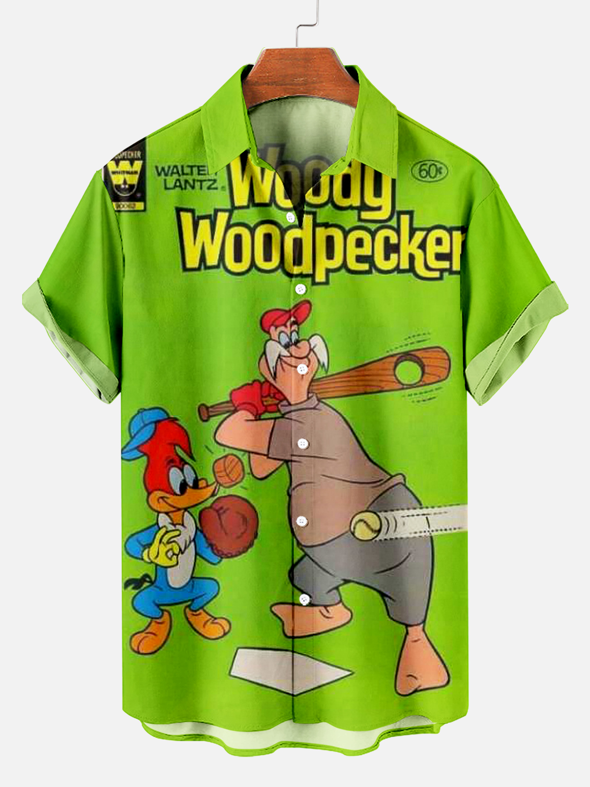 Men's Classic Cartoon Fun Baseball Sports Short Sleeve Shirt PLUSCLOTHESMAN