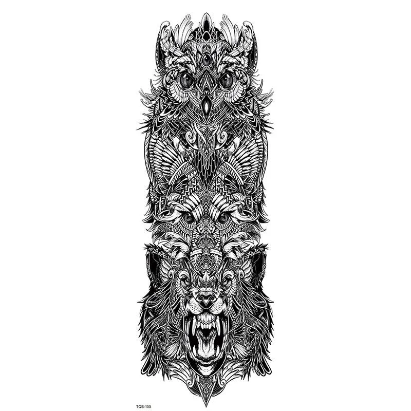 Large Arm Sleeve Tattoo Dragon Tiger Waterproof Temporary Tatoo Sticker Skull Totem Tatto