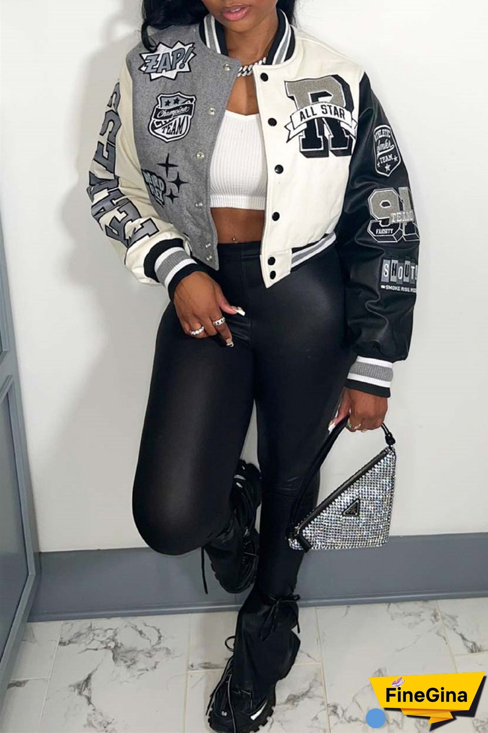 Red Casual Print Patchwork O Neck Outerwear