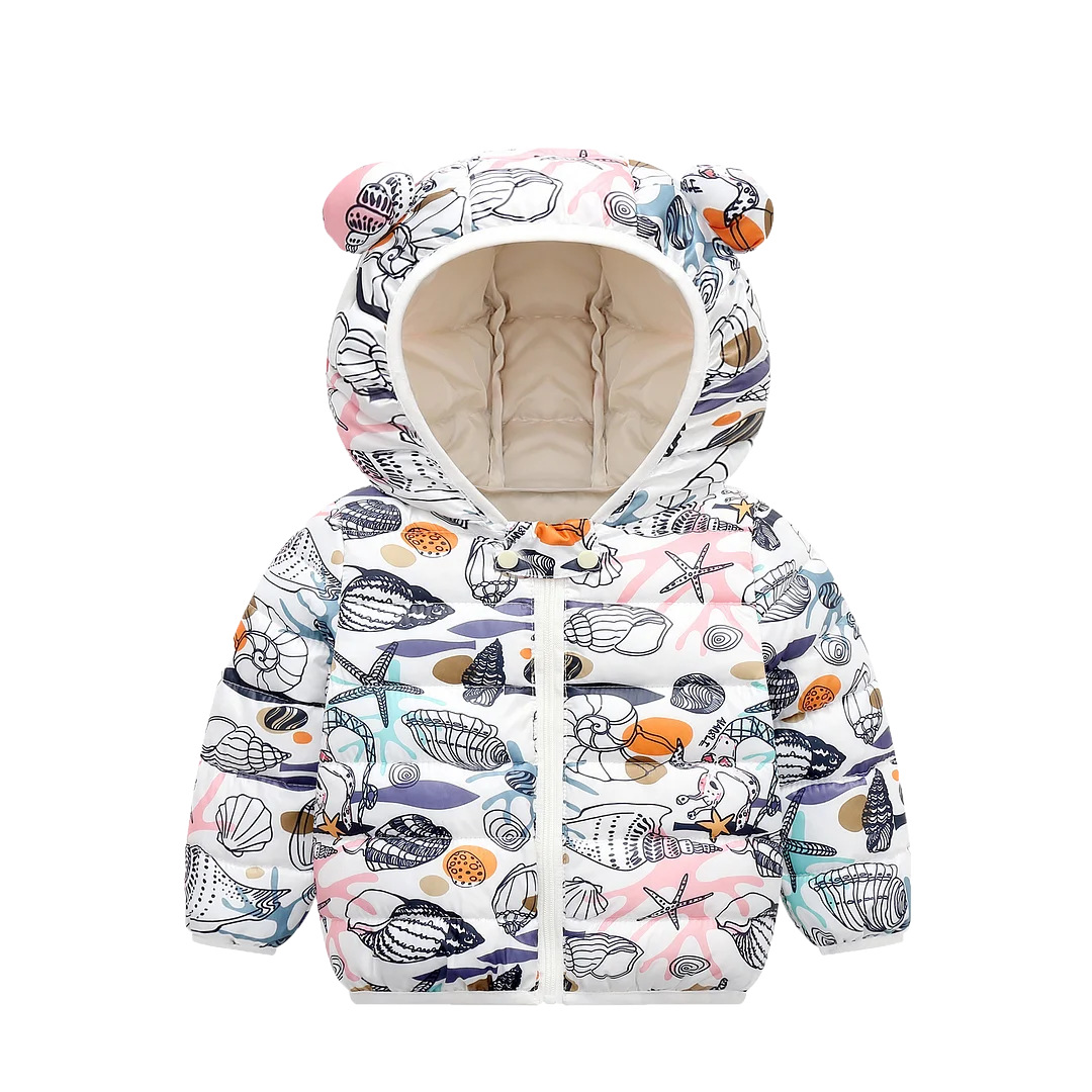 Baby Girls Hooded Down Jackets For Kids Coats Autumn Boys Cartoon Keeping Warm Outerwear Toddler Infant Casual Zipper Clothing