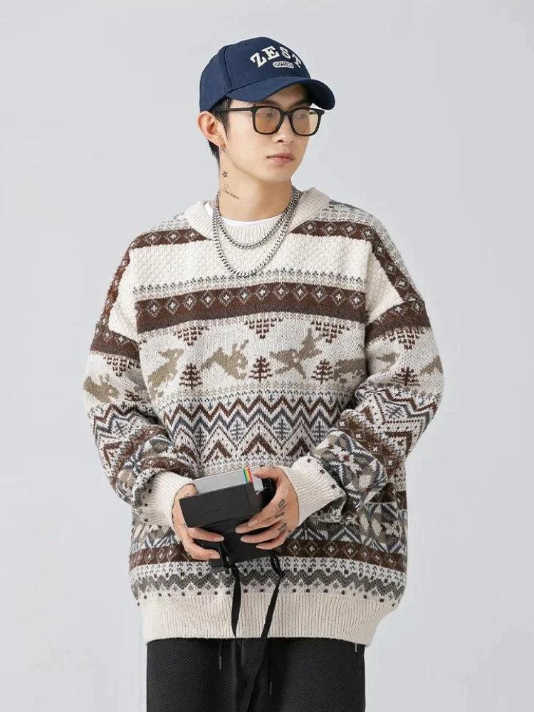 Brownm Rabbits Knitted Sweater