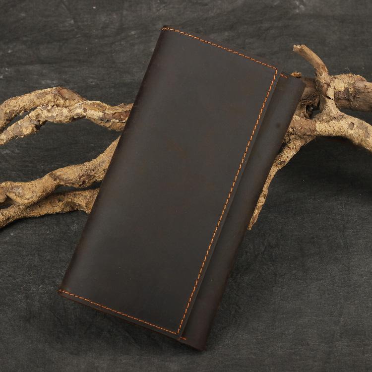 Long crazy horse leather multi-function mobile phone passport bag