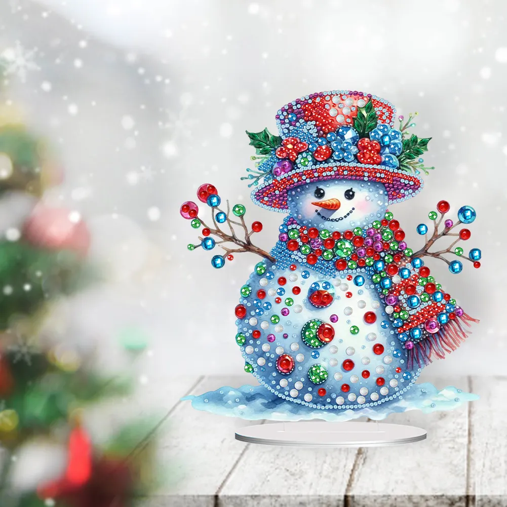 DIY Christmas Snowman Acrylic Special Shape Diamond Painting Tabletop Ornaments