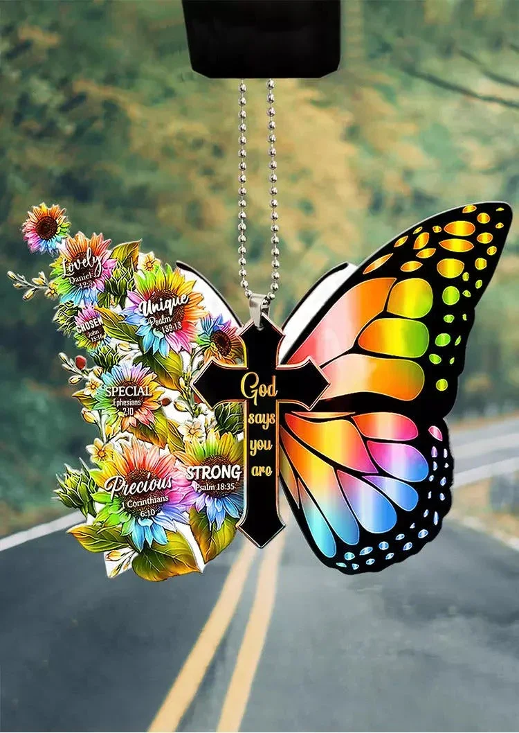Cross Sunflower Butterfly Pendant Car Decoration