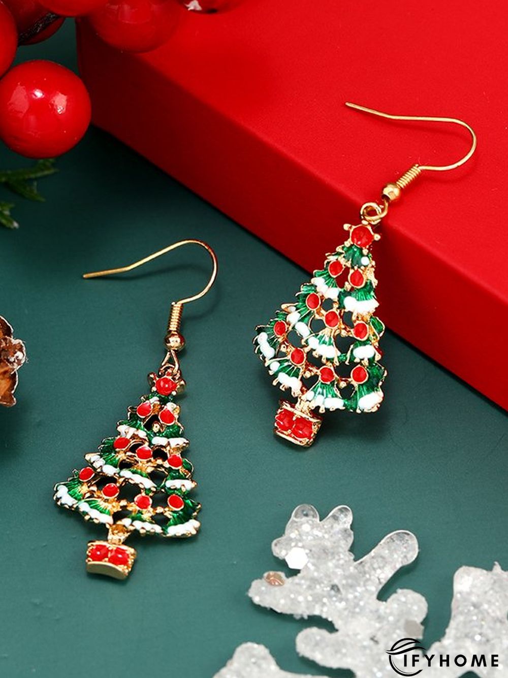 Christmas 3D Christmas Tree Cutout Earrings Holiday Party Earrings | IFYHOME