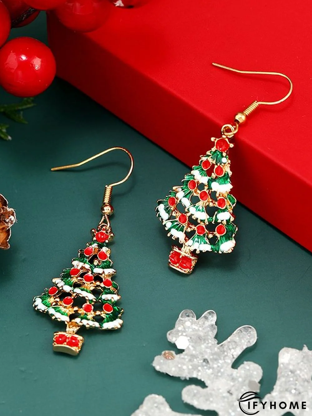 Christmas 3D Christmas Tree Cutout Earrings Holiday Party Earrings | IFYHOME