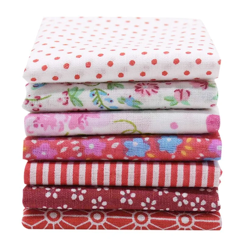 7pcs/set 25x25cm Flower Pattern Cotton Fabric Printed Cloth DIY Handmade Patchwork Material for Needlework Sewing Accessories