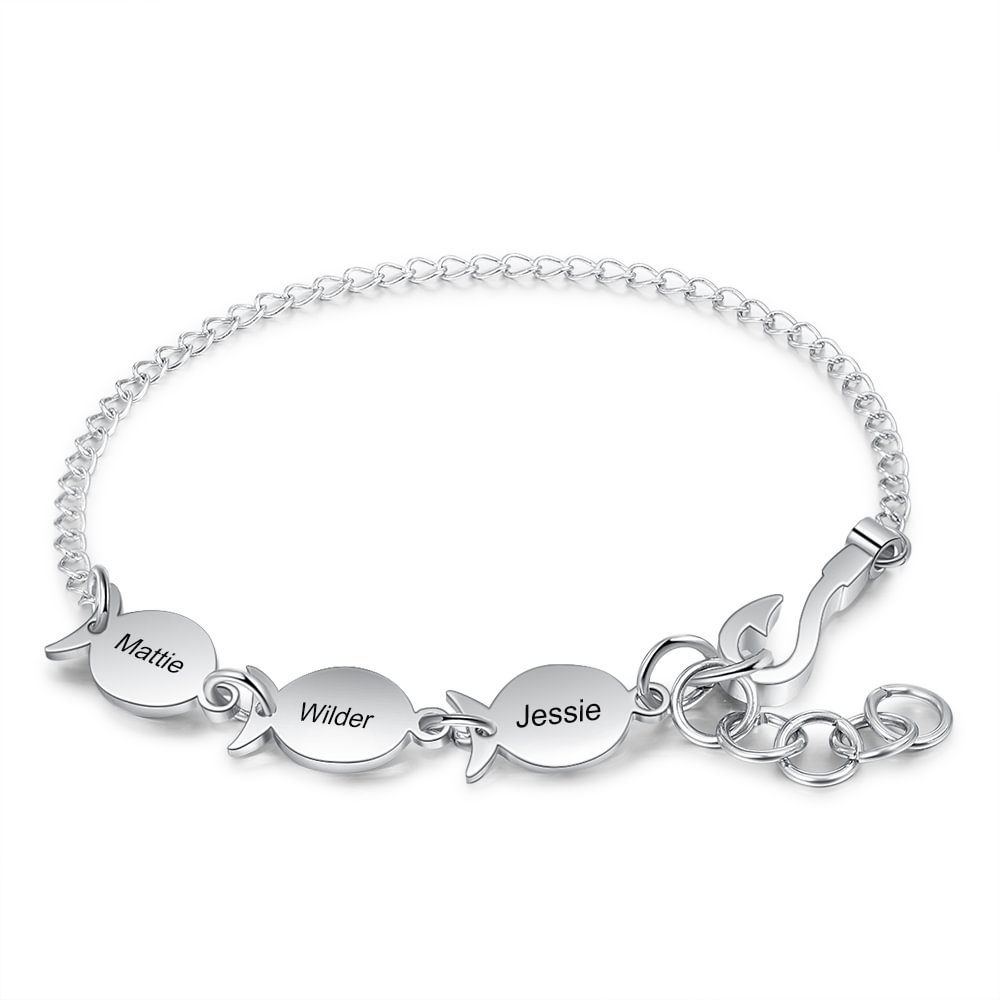 Herren Personalisierte 3 Namen Fisch Armband  n3 Kettenmachen