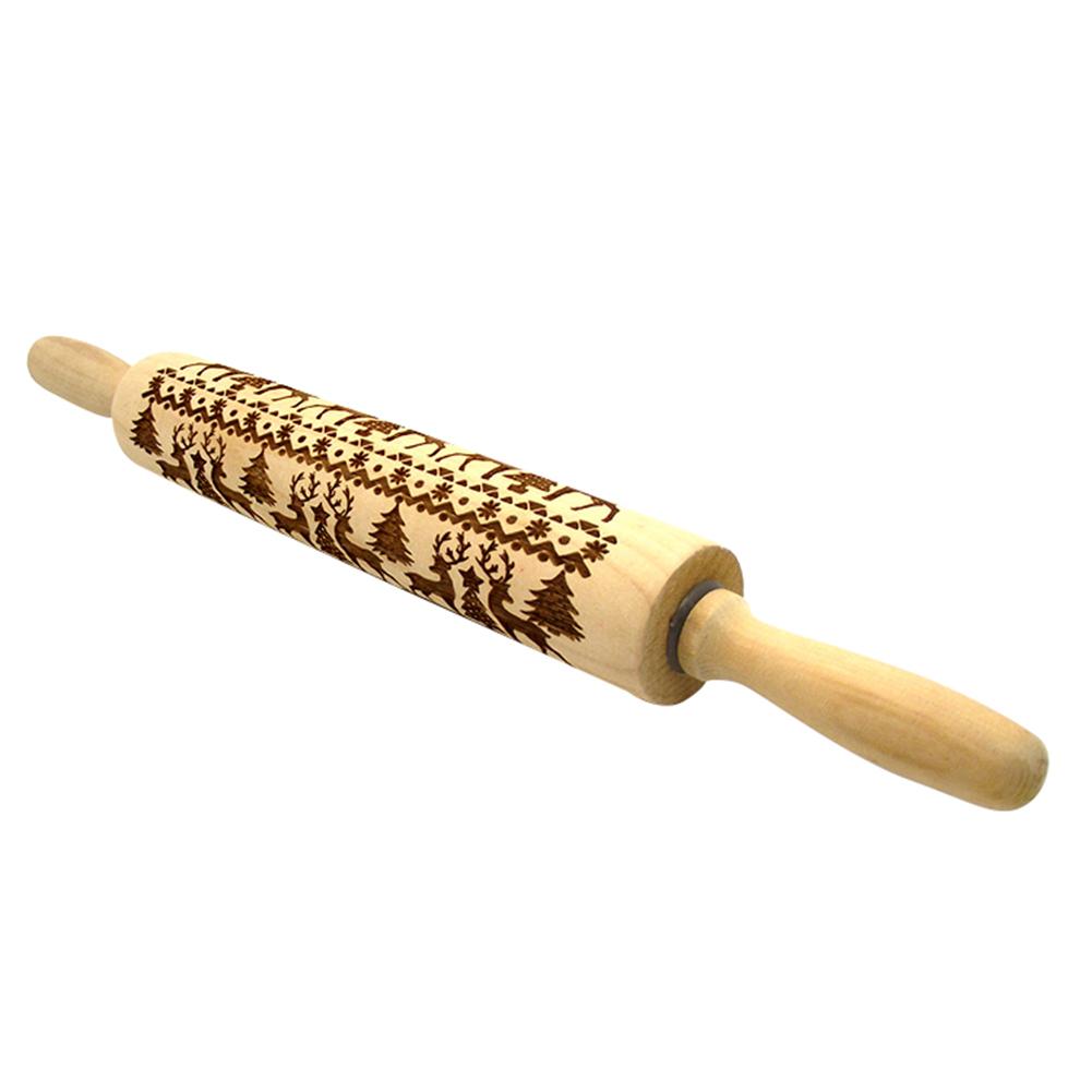 

Christmas Reindeer Engraved Embossing Rolling Pin for Cookies Dough Baking, 39x4.5, 501 Original