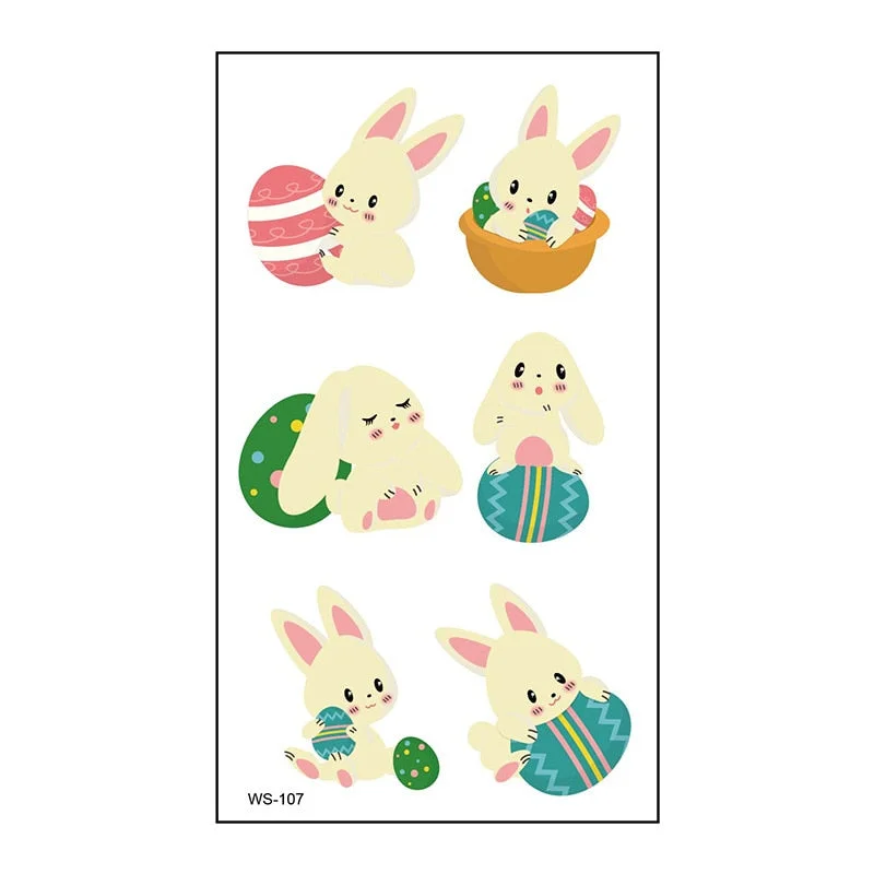 Cross-border creative cartoon waterproof sweat egg child cute rabbit egg tattoo sticker Easter tattoo sticker