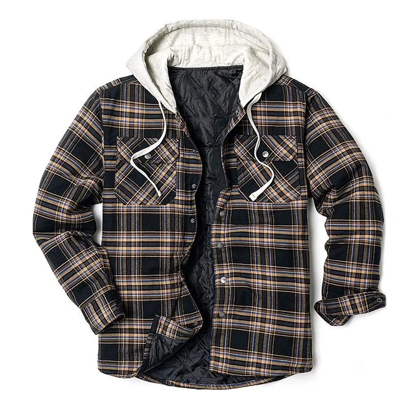 Mens Winter Plaid Thick Casual Jacket、、URBENIE