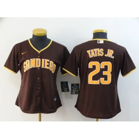 Women's San Diego Padres #23 Fernando Tatis Jr. Brown Cool Base Stitched MLB Jersey(Run Small) G9SC