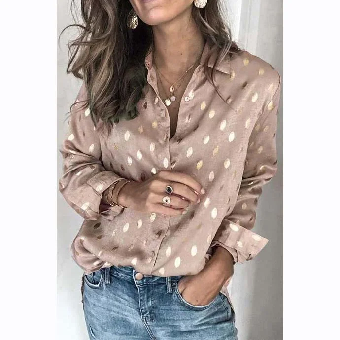 Lapel bronzing casual shirt