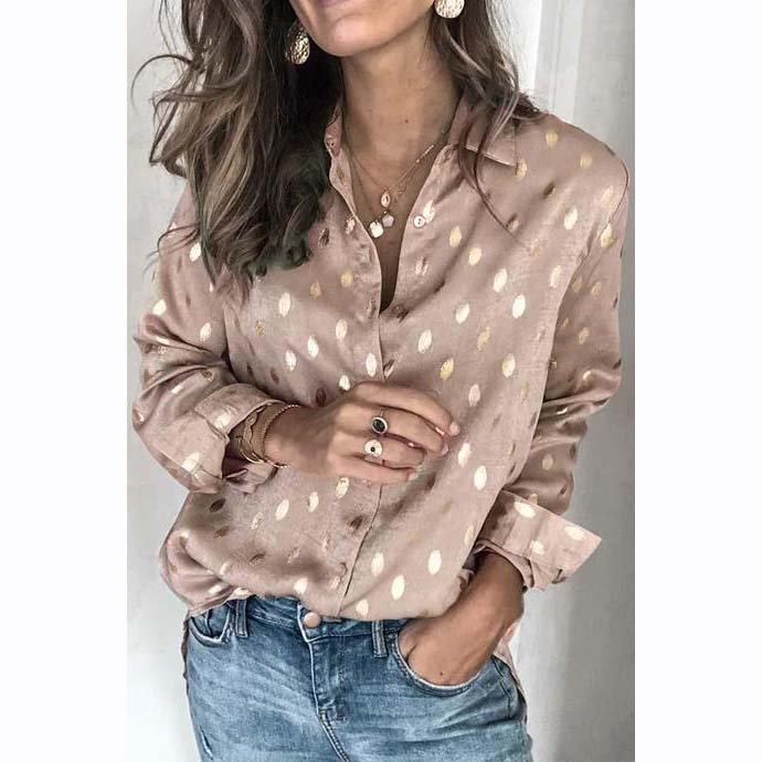 Lapel bronzing casual shirt