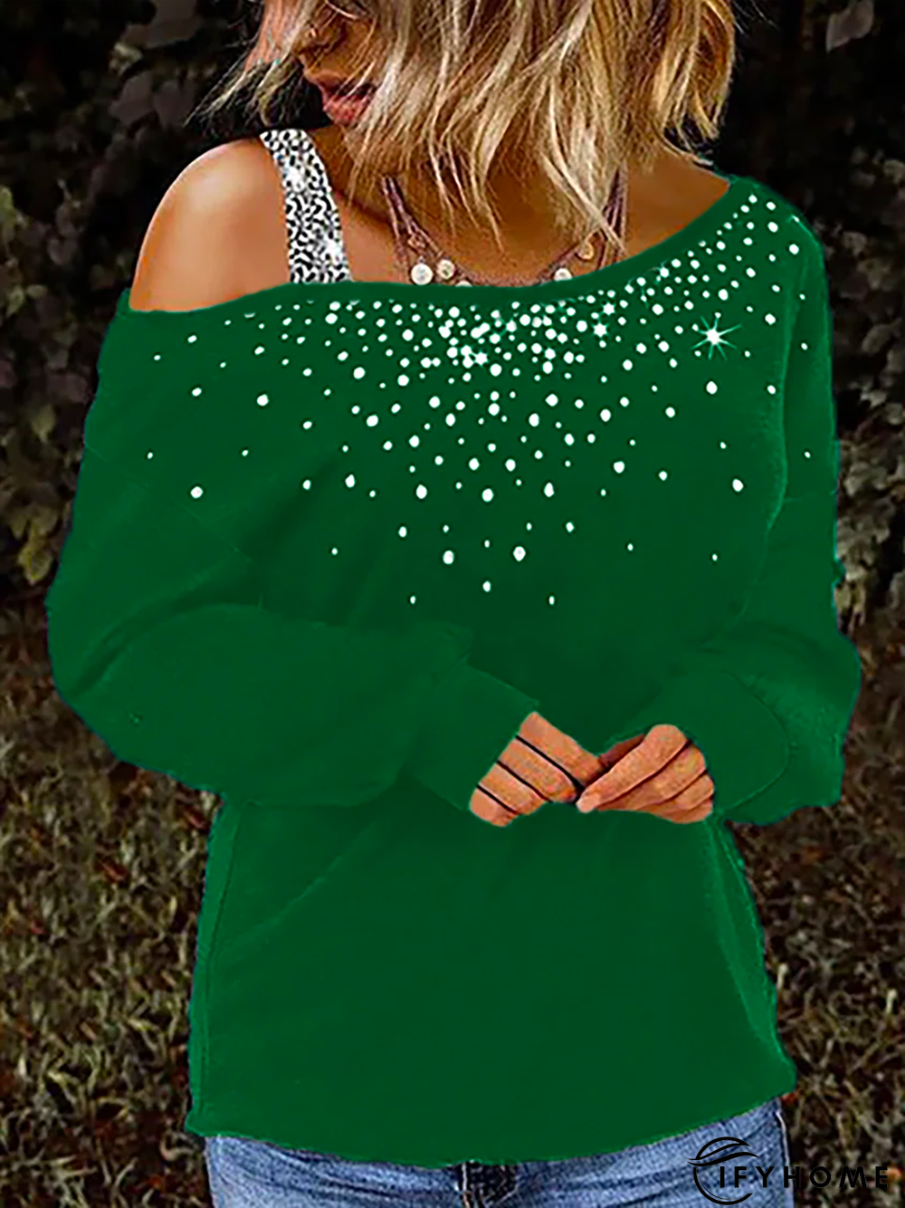 Sequins Off Shoulder Cold Shoulder shirt & Top | IFYHOME