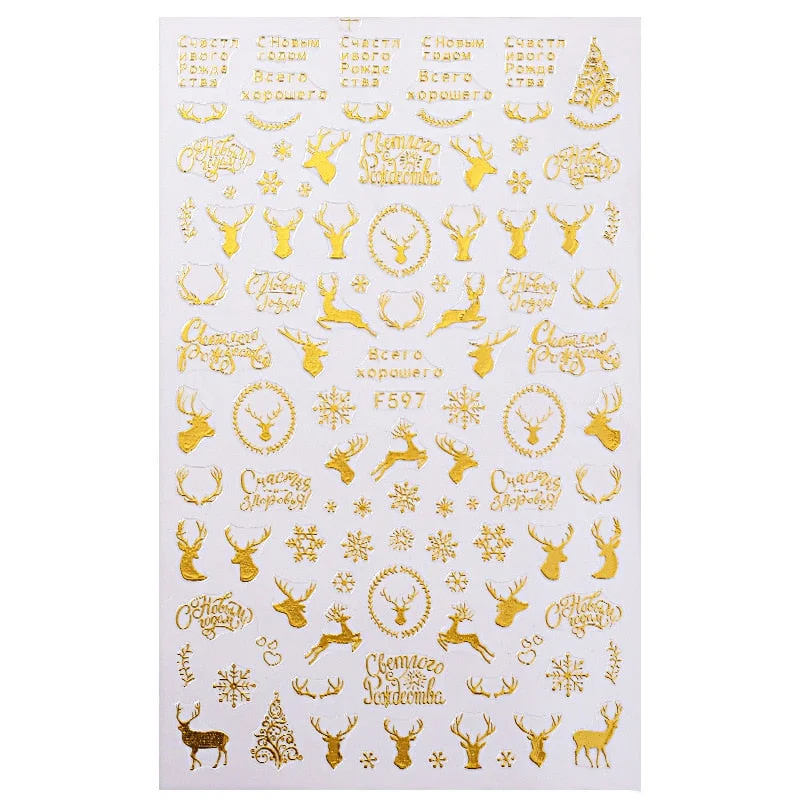 Christmas Metaliic Nail Sticker For Women Part Hand Decoration Nail Art Decorations Gold Stickers For Nail Girls Ladies