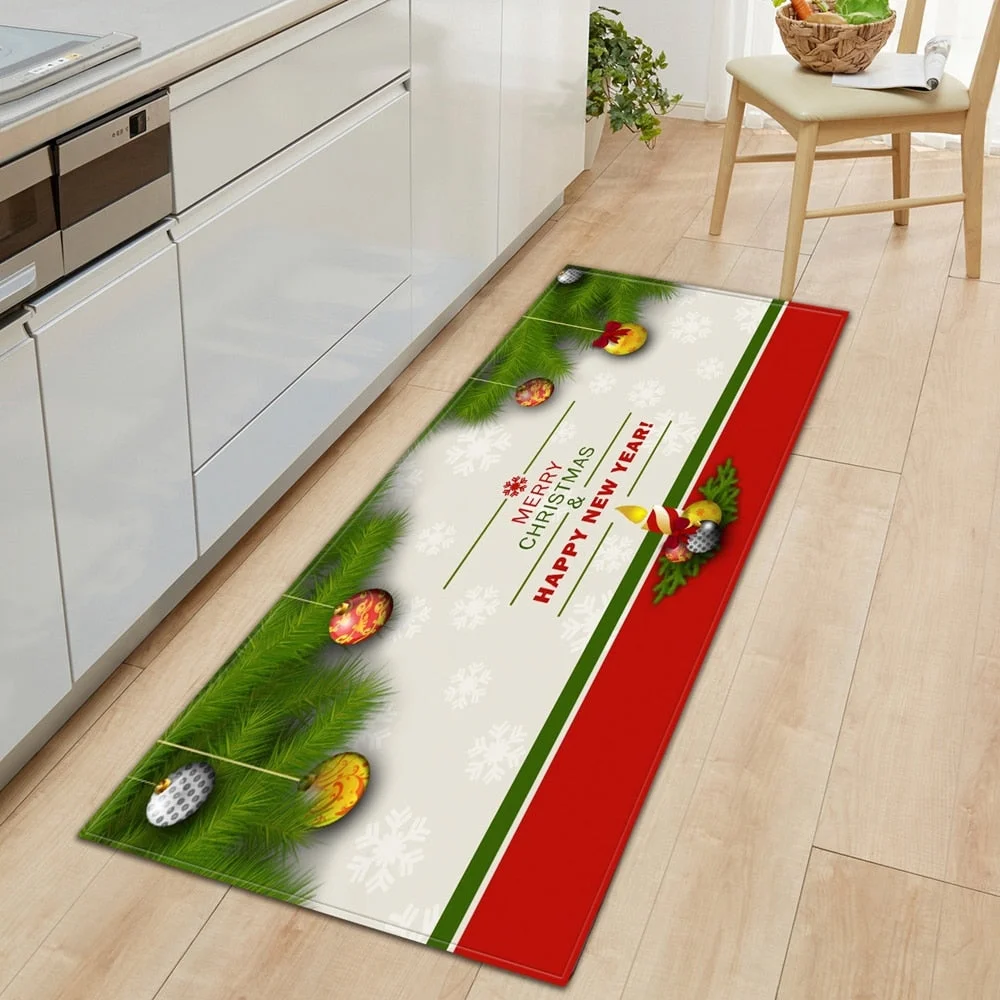 Kitchen Carpet Entrance Doormat Home Mat For Floor Merry Christmas Bedroom Tatami Dcorative Carpet Bath Anti-Slip Hallway Rugs