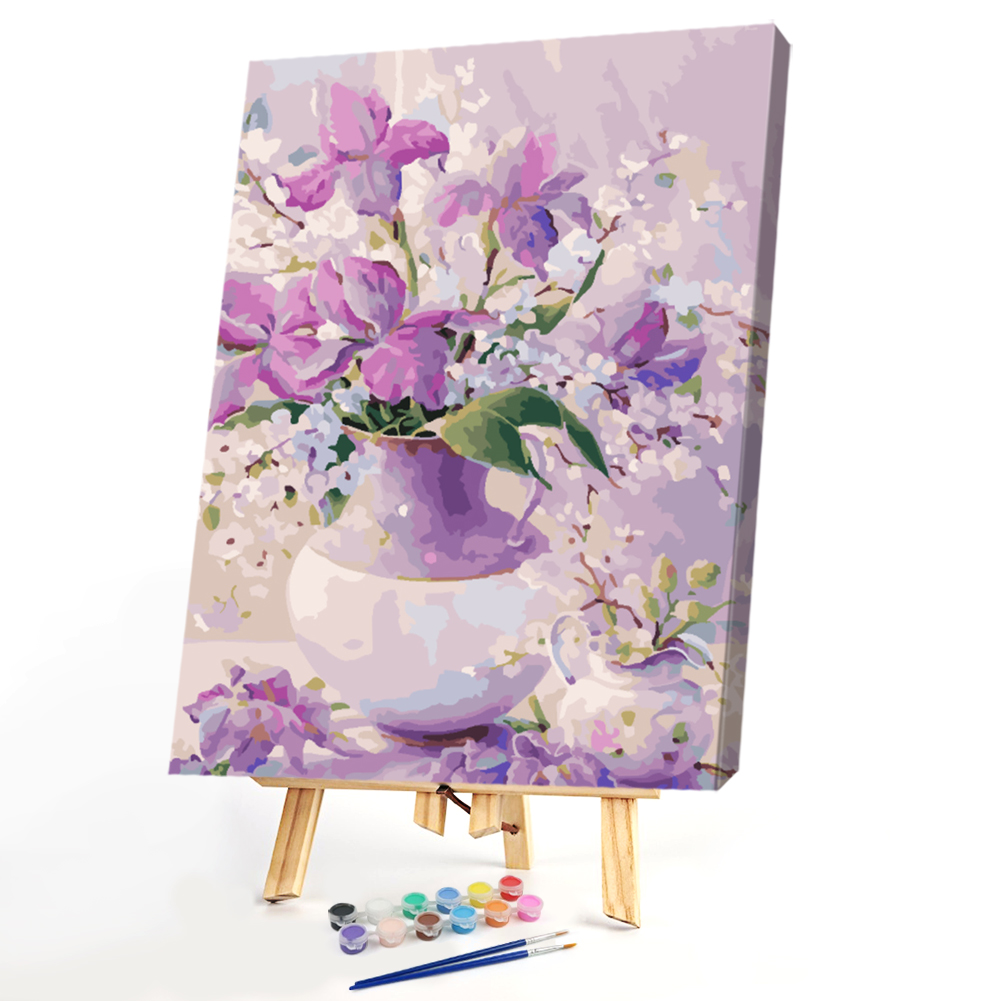 

40*50CM Paint By Numbers-Purple White Flower, 501 Original