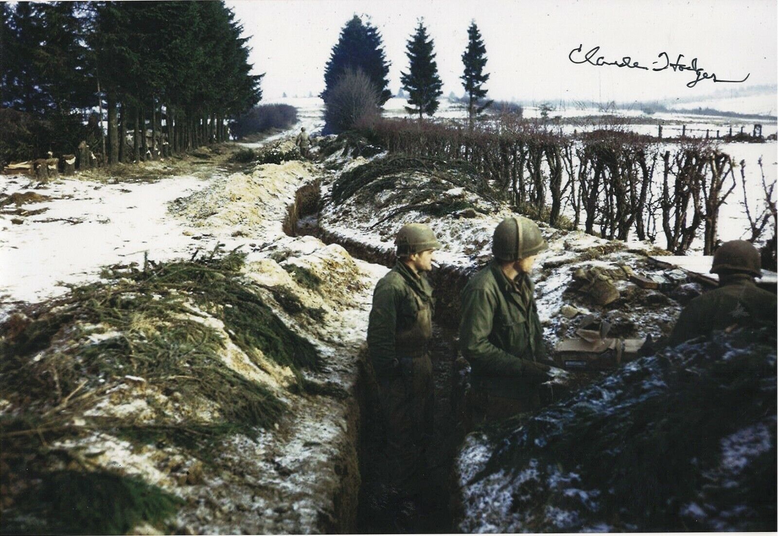 CLAUDE HODGES 99TH INFANTRY DIVISION BATTLE OF THE BULGE & POW RARE SIGNED Photo Poster painting