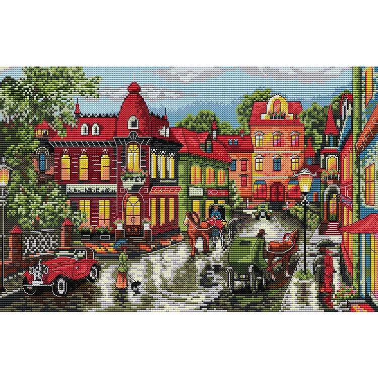 Joy Sunday-Corner Of The City (46*30CM) 14CT Stamped Cross Stitch gbfke