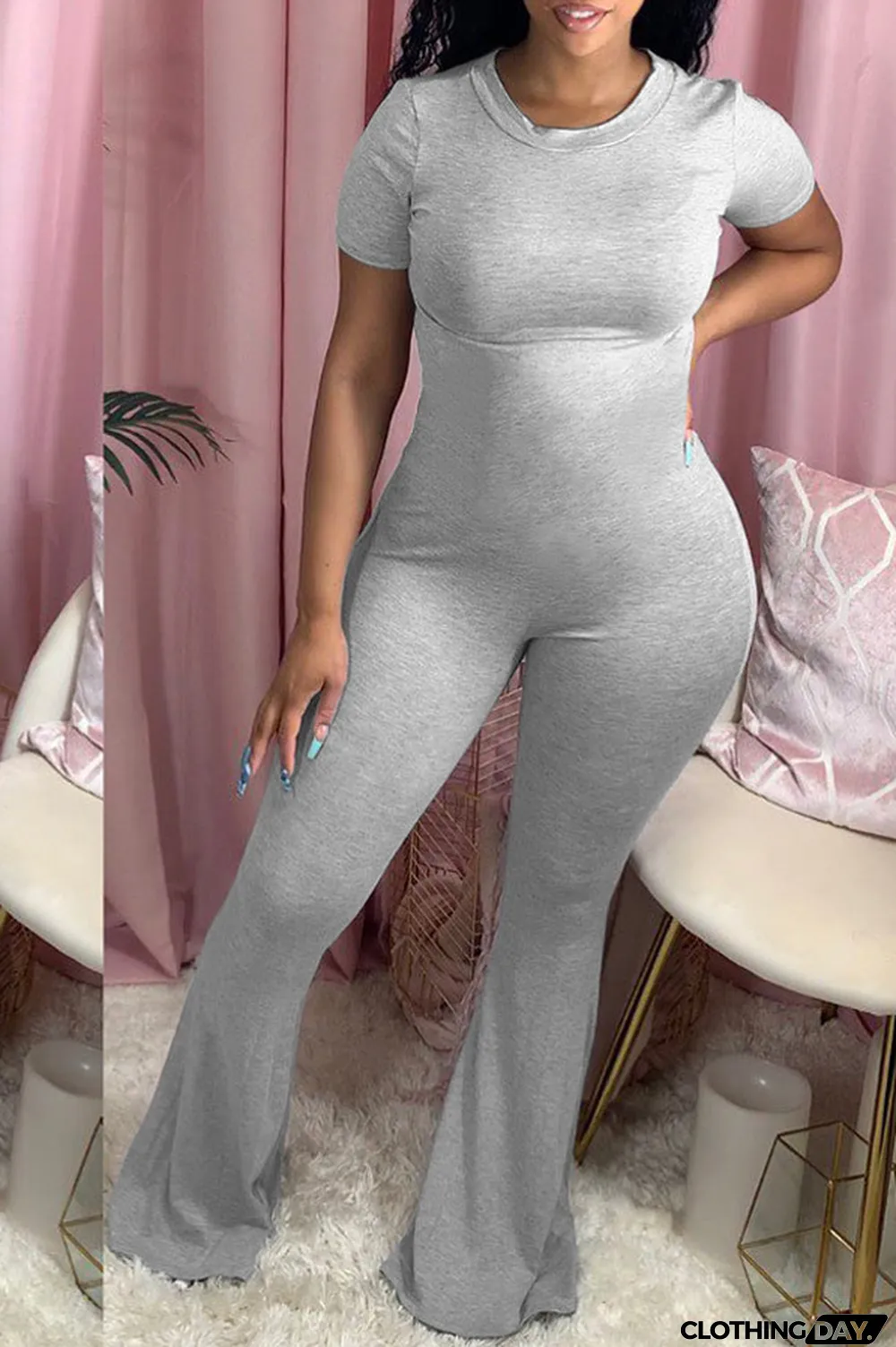 Black Sexy Patchwork Solid Short Sleeve O Neck Jumpsuits