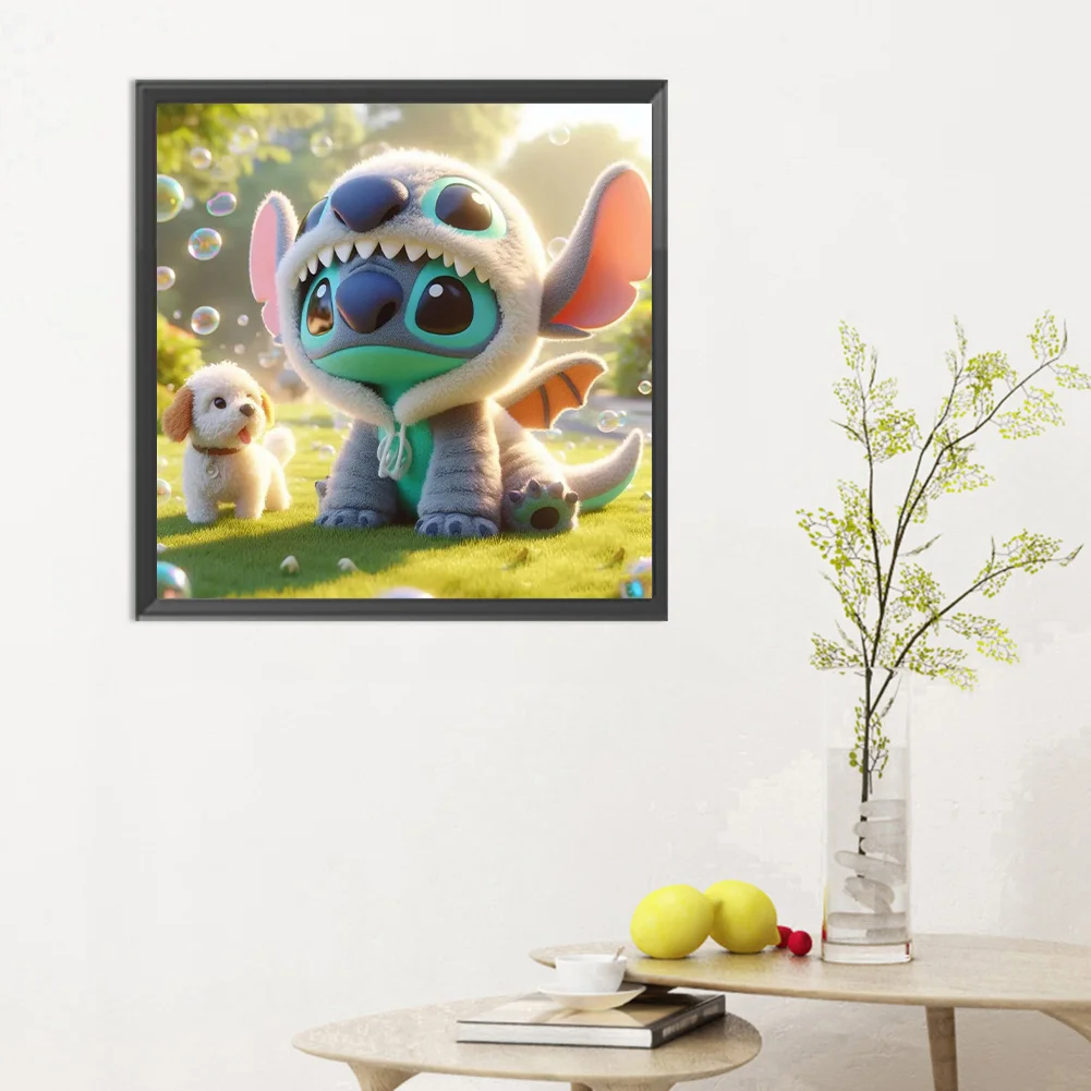 Diamond Painting - Full Round Drill - Stitch and Puppy(Canvas|30*30cm)