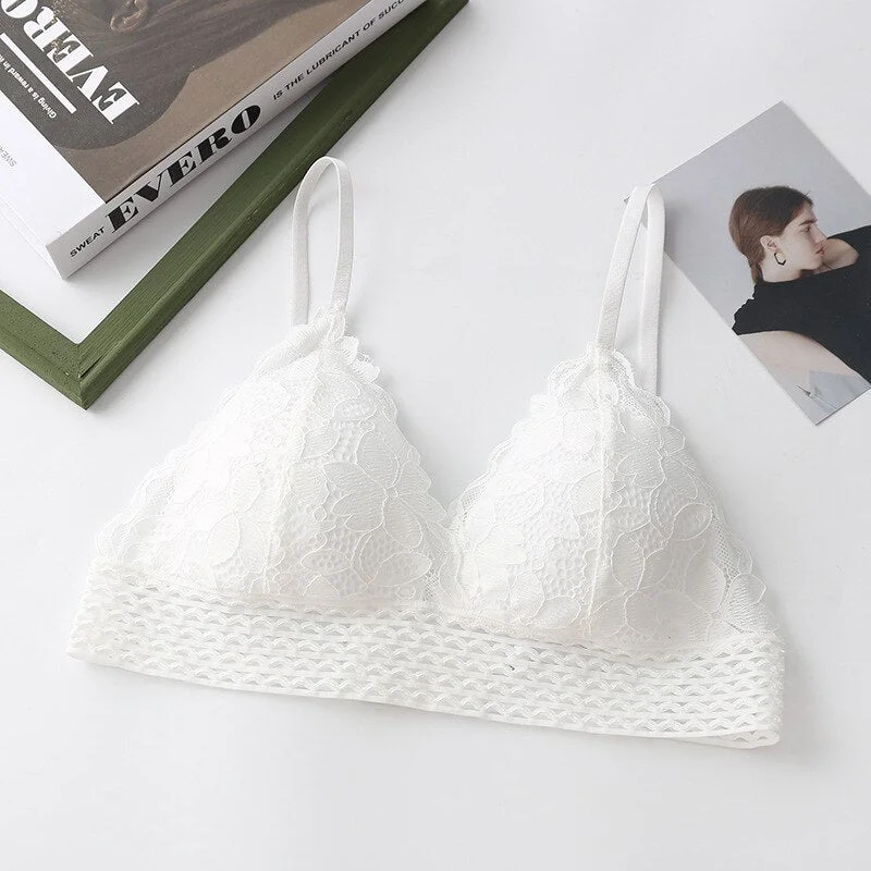 Fashion Lace Bralette Bra Triangle Cup Sexy Lingerie Wire Free Brassiere Female Underwear Seamless Bra Push Up Bras For Women