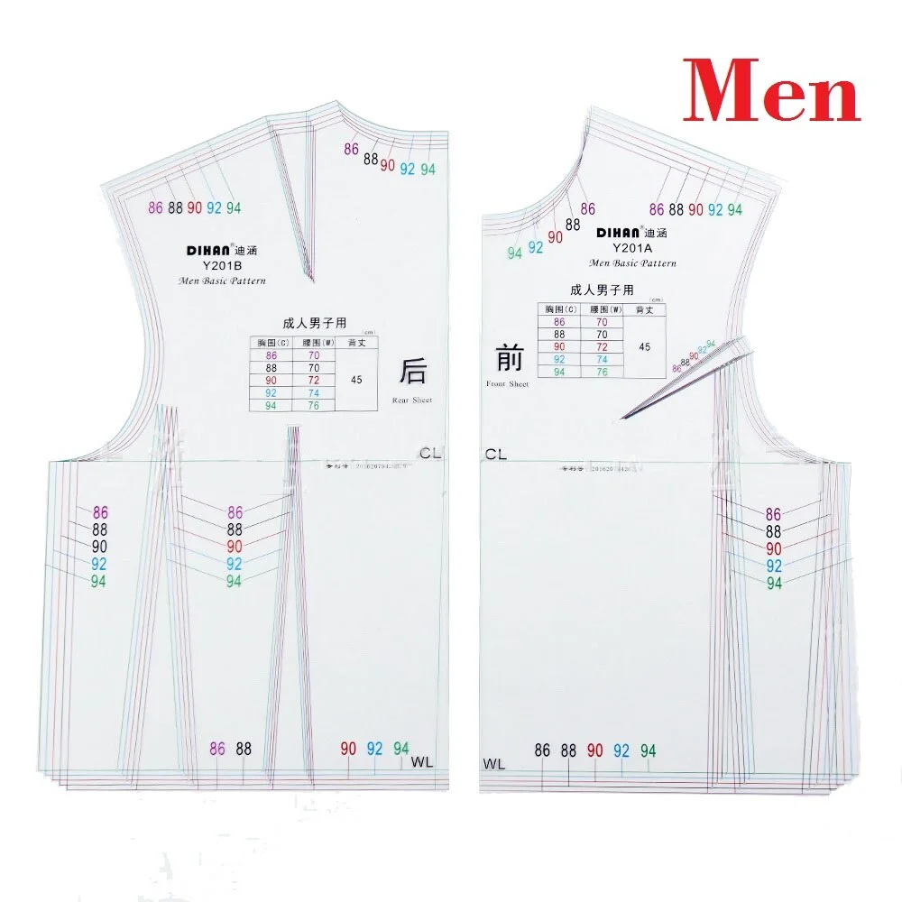 1:1 Men's Clothing Prototype Template Full Scale Women Fashion Design Ruler Pattern Making Tool