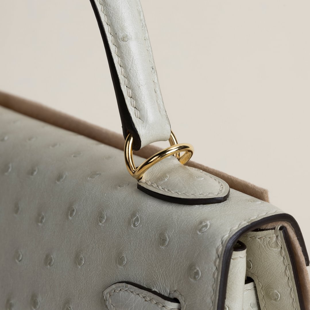 Kelly25 Ostrich 3C Parchemin GHW