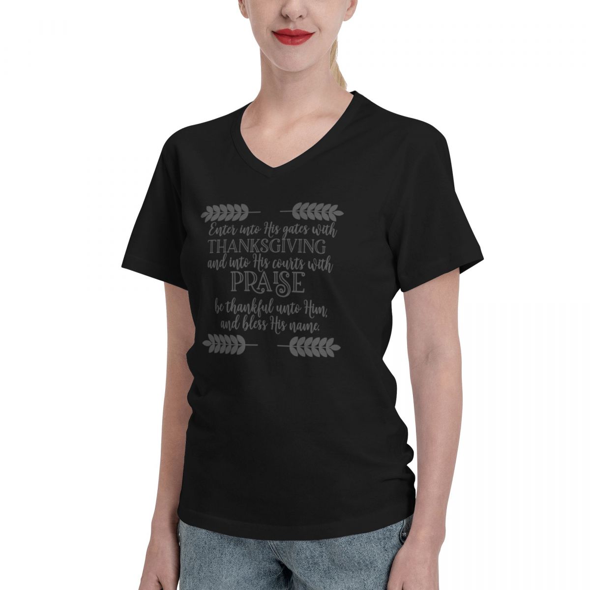 Give Praise Women's Classic-Fit Short-Sleeve V-Neck T-Shirt