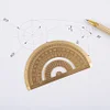 18K Gold Geometry Set with Thicken Durable Straight Ruler 15cm, Square Triangle Ruler, Protractor Ruler Angle Measure Tool, Stationery Math Gift for Students and Children