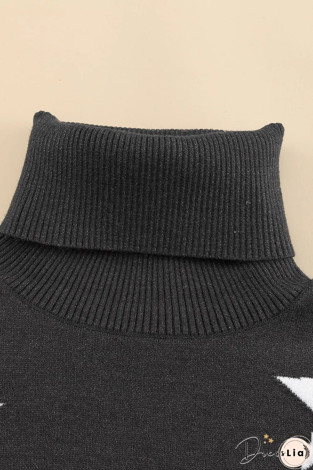 Turtleneck Star Print Sweater