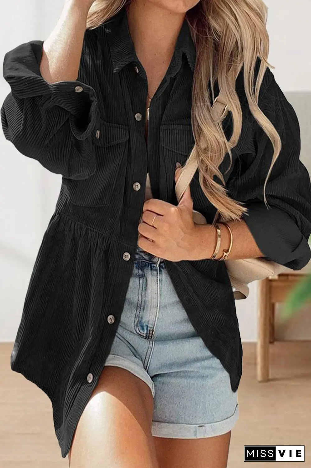 Casual Solid Solid Color Turndown Collar Tops
