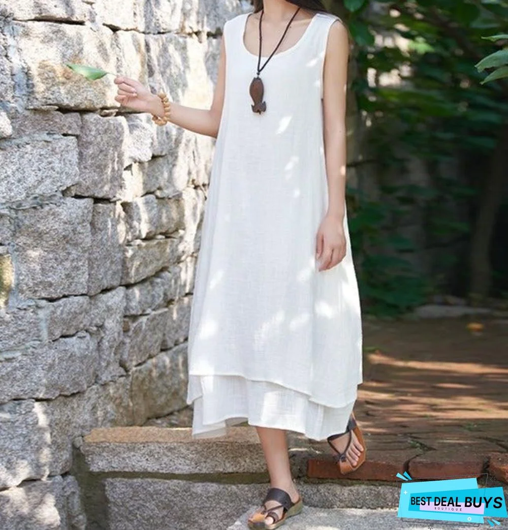 Bohemian Holiday Stitching Dress White Dresses