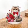DIY Cat Rose Acrylic Special Shape Diamond Painting Desktop Ornaments