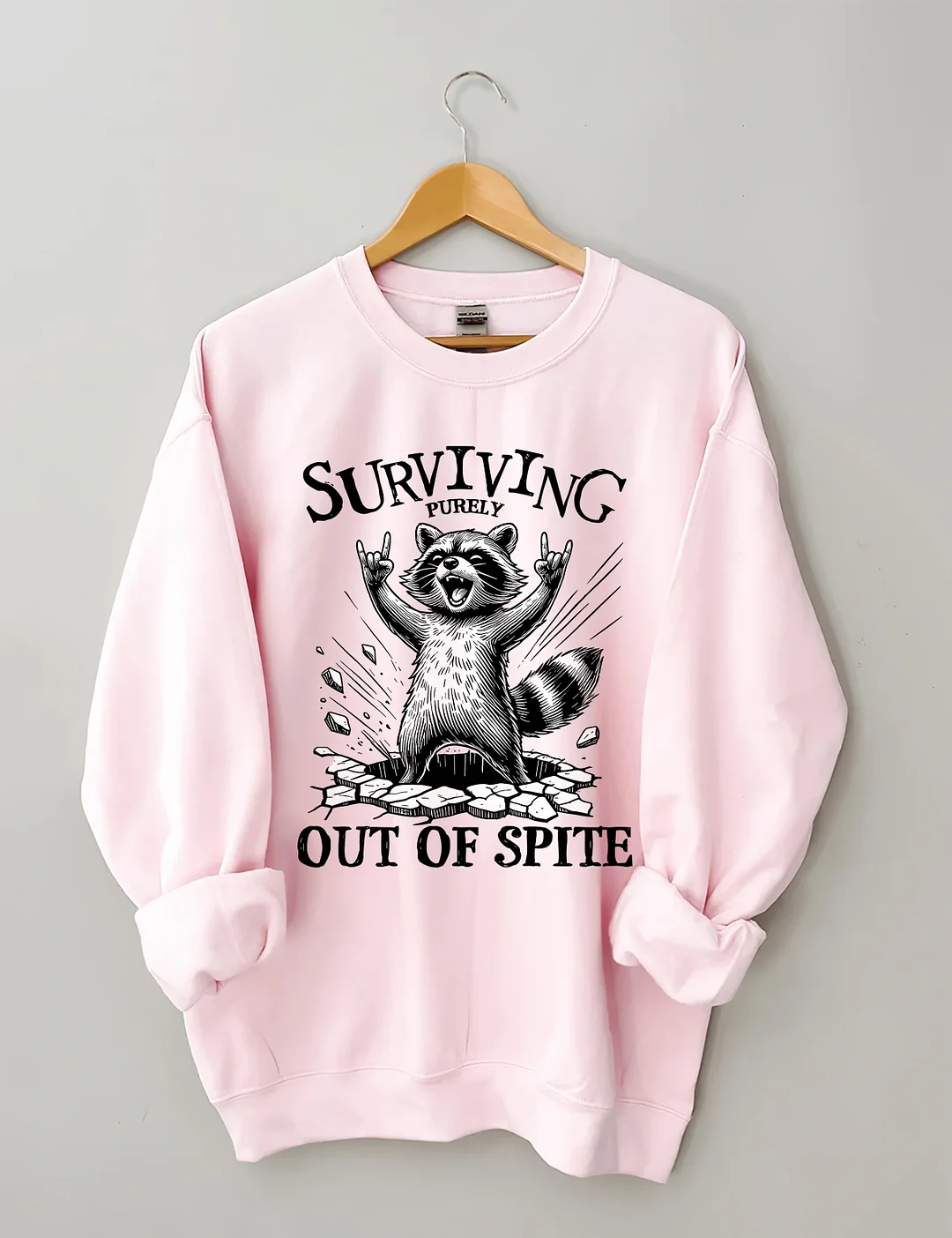 Surviving Purely Out Of Spite Raccoon Sweatshirt