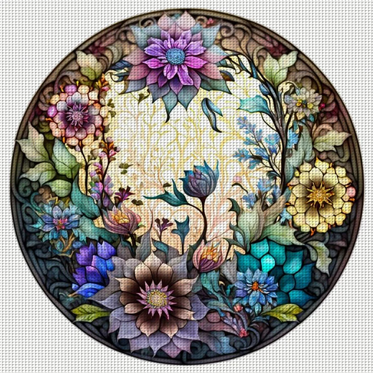 【Huacan Brand】Bouquet Of Flowers 18CT Stamped Cross Stitch 30*30CM