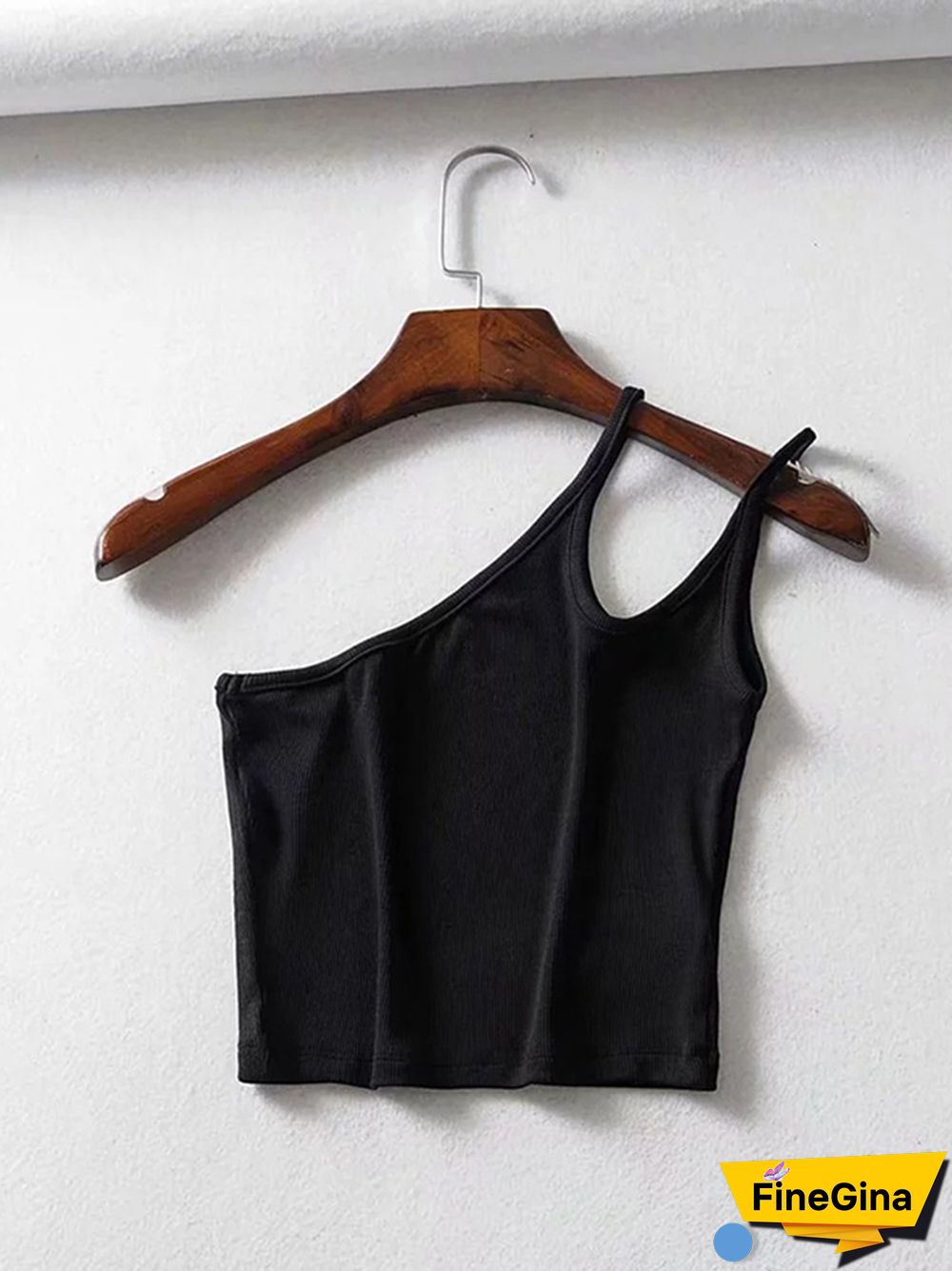 One Shoulder Ribbed Camis Women Summer Double Strap Slim Fit Tank Tops 90s Cool Girls Streetwear Strench Tees