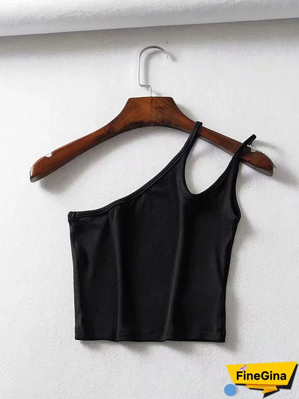 One Shoulder Ribbed Camis Women Summer Double Strap Slim Fit Tank Tops 90s Cool Girls Streetwear Strench Tees