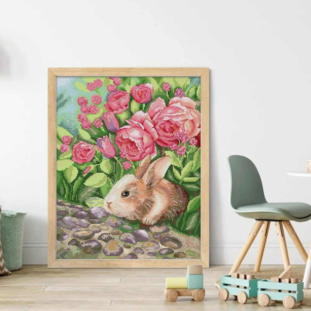 DIY Stamped Cross Stitch 11CT Full Embroidery 42*52cm - Smelling Rabbit
