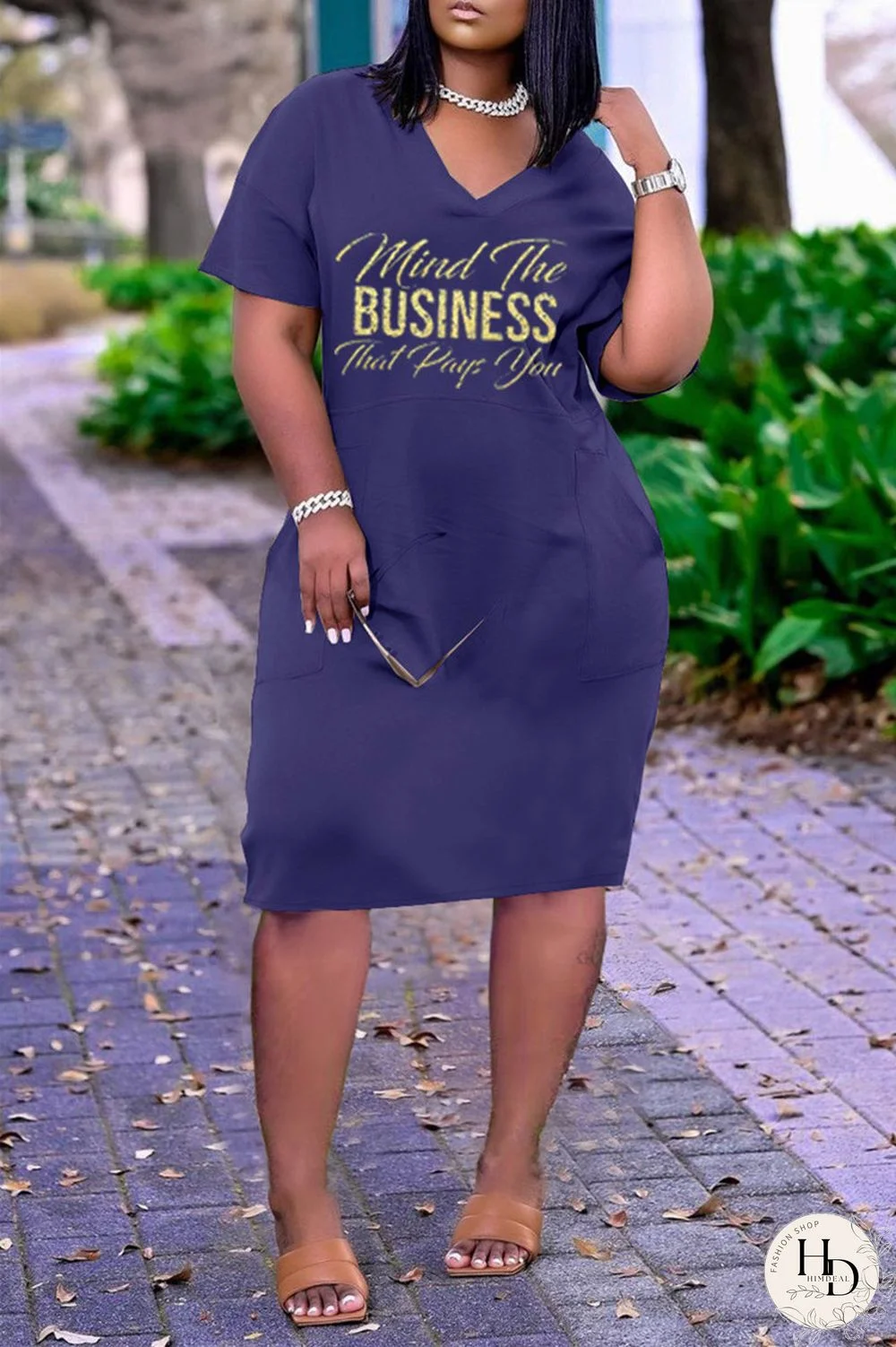 Pink Fashion Casual Letter Print Basic V Neck Short Sleeve Dress