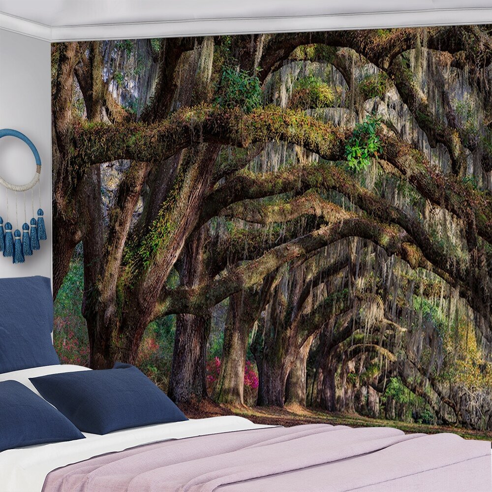 Ancient Trees Tapestry Natural Forest Printed Wall Tapestry Hippie Wall Hanging Bohemian Wall Tapestries Mandala Wall Art Decor