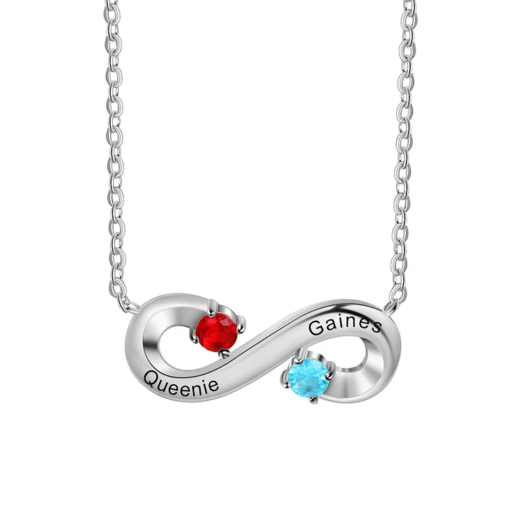 Personalized Infinity Necklace with 2 Birthstones Gifts for Mom